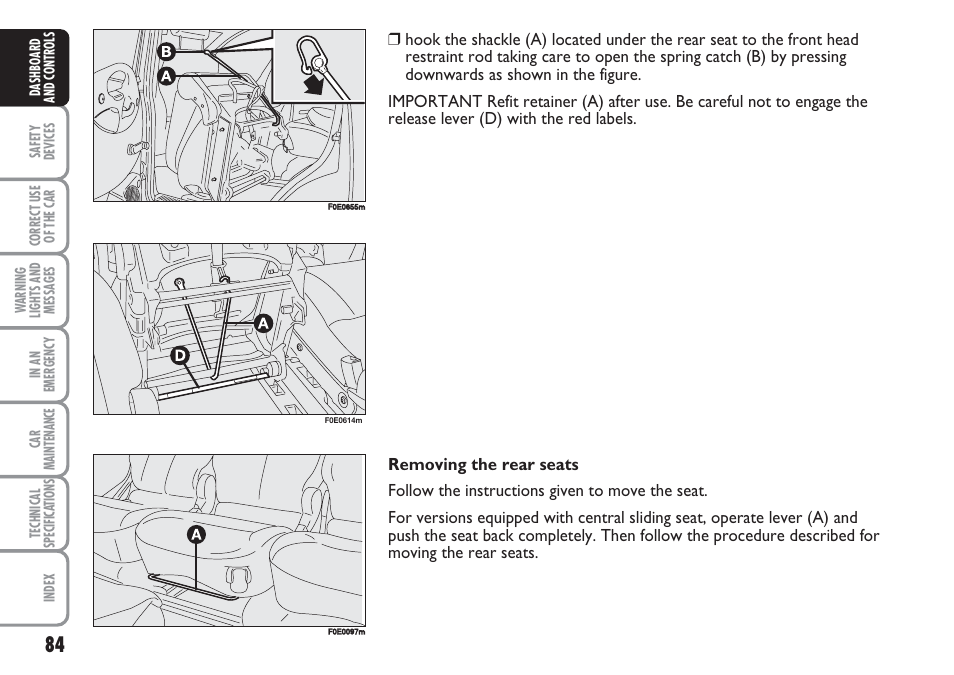 FIAT Multipla User Manual | Page 85 / 266