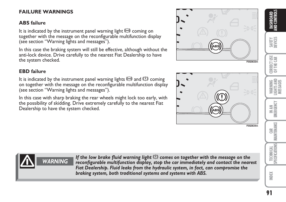 Warning | FIAT Multipla User Manual | Page 92 / 266