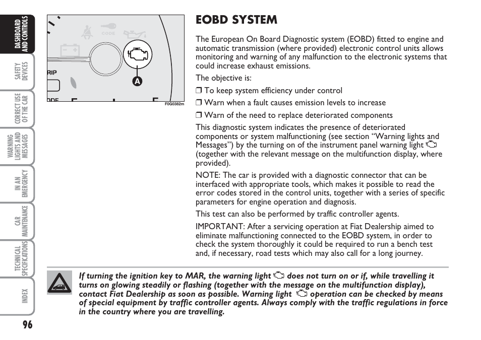 Eobd system | FIAT Multipla User Manual | Page 97 / 266