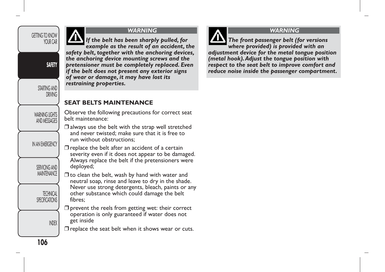 FIAT Panda User Manual | Page 110 / 284