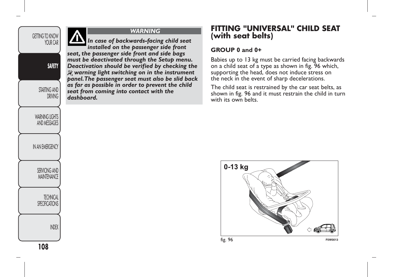 FIAT Panda User Manual | Page 112 / 284