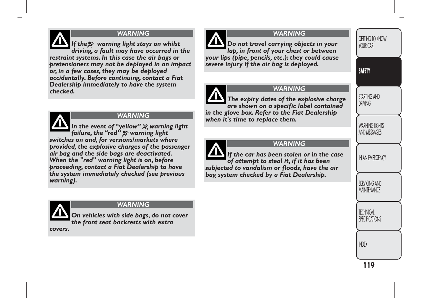 FIAT Panda User Manual | Page 123 / 284