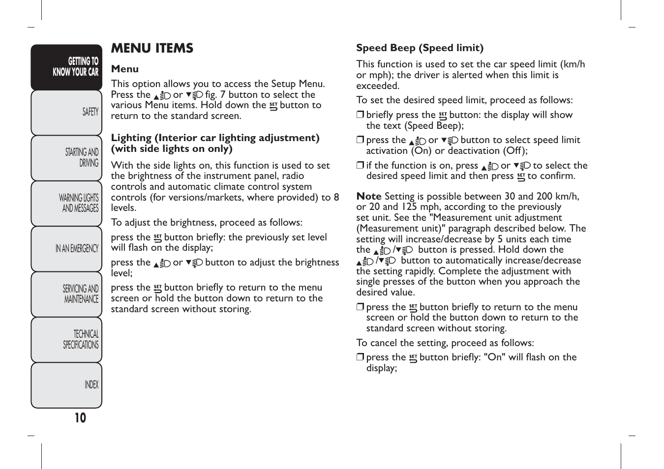 FIAT Panda User Manual | Page 14 / 284