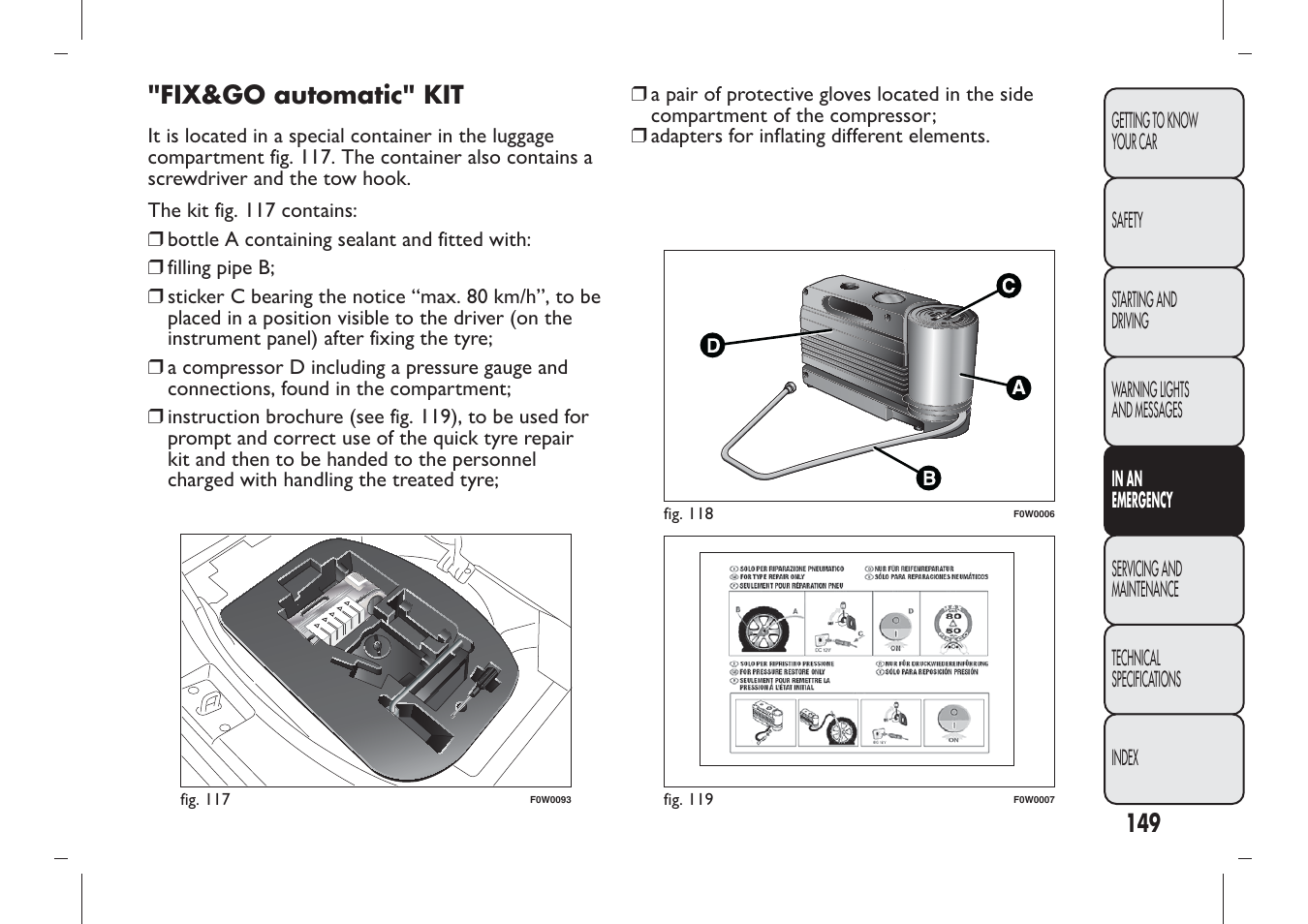 Fix&go automatic" kit | FIAT Panda User Manual | Page 153 / 284