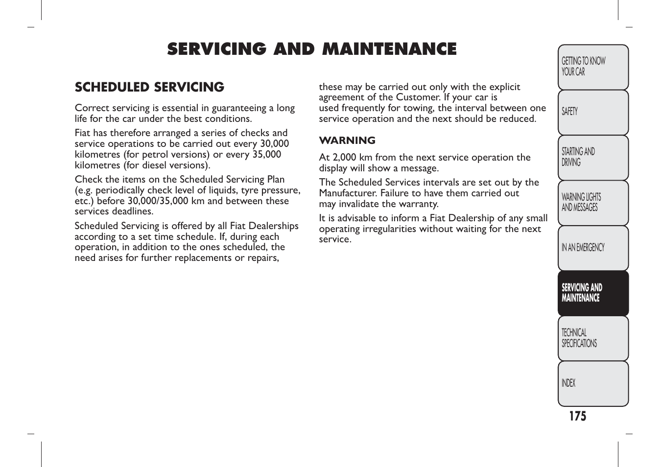 Servicing and maintenance | FIAT Panda User Manual | Page 179 / 284