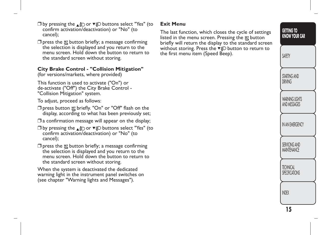 FIAT Panda User Manual | Page 19 / 284