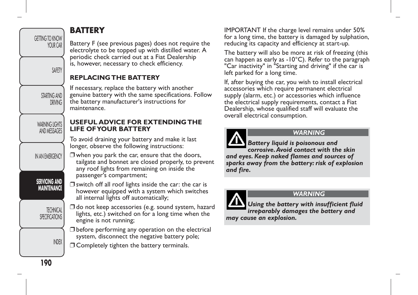 FIAT Panda User Manual | Page 194 / 284