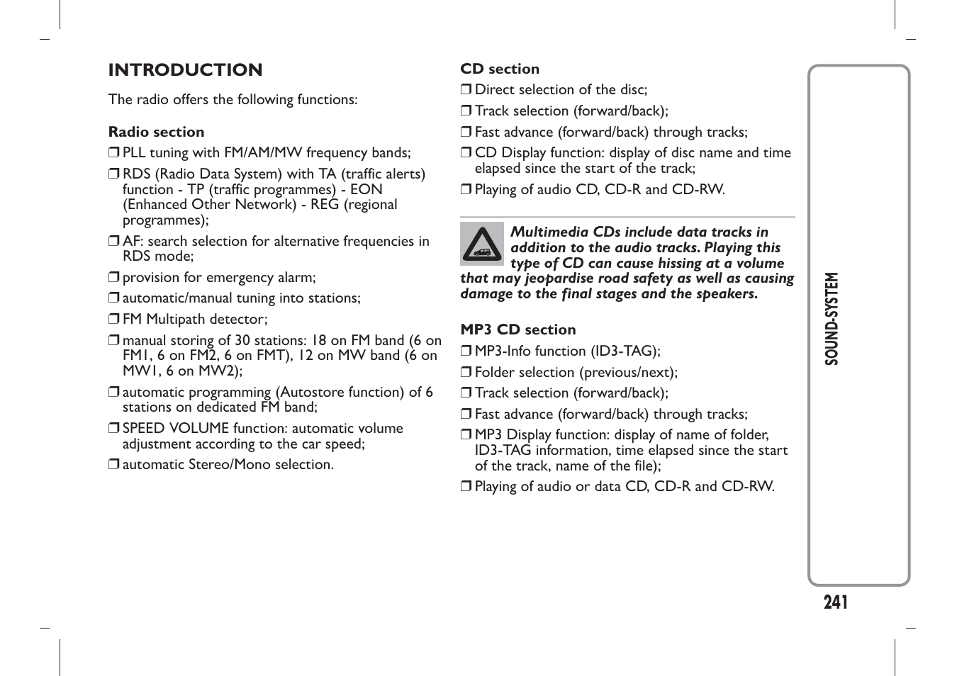 FIAT Panda User Manual | Page 245 / 284