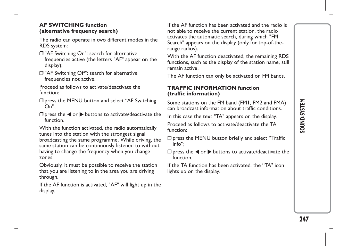 FIAT Panda User Manual | Page 251 / 284