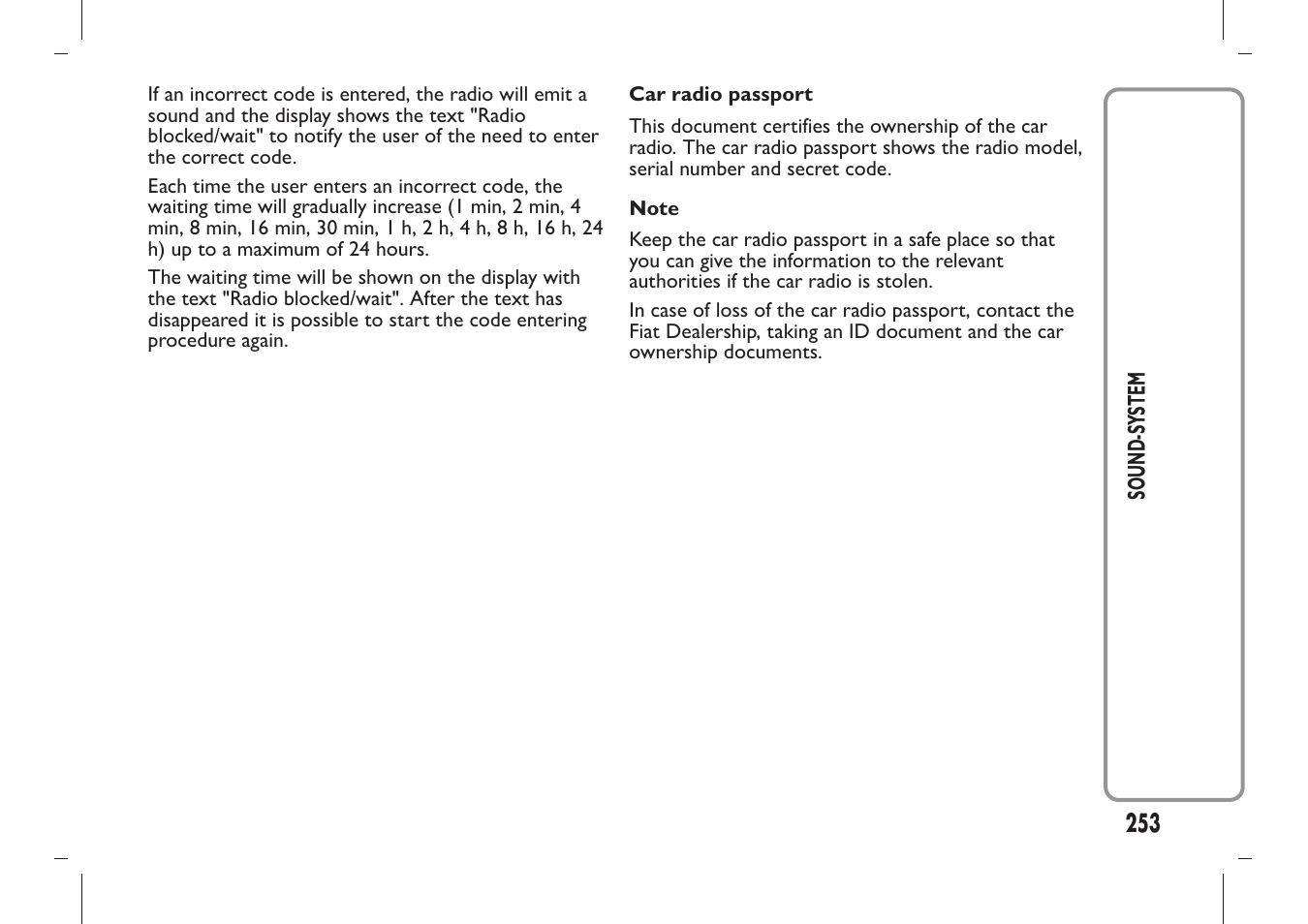 FIAT Panda User Manual | Page 257 / 284