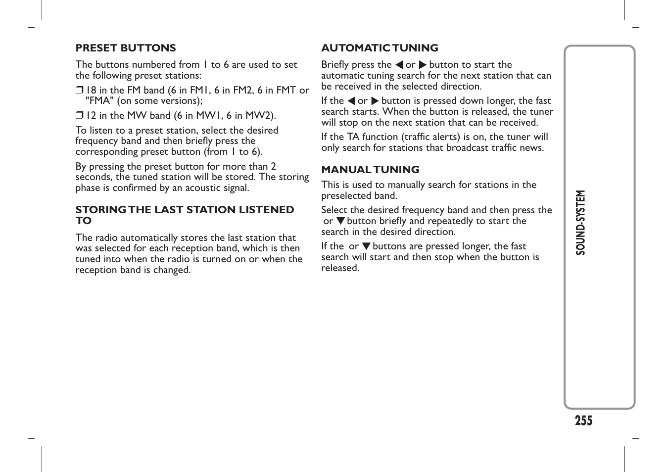 FIAT Panda User Manual | Page 259 / 284