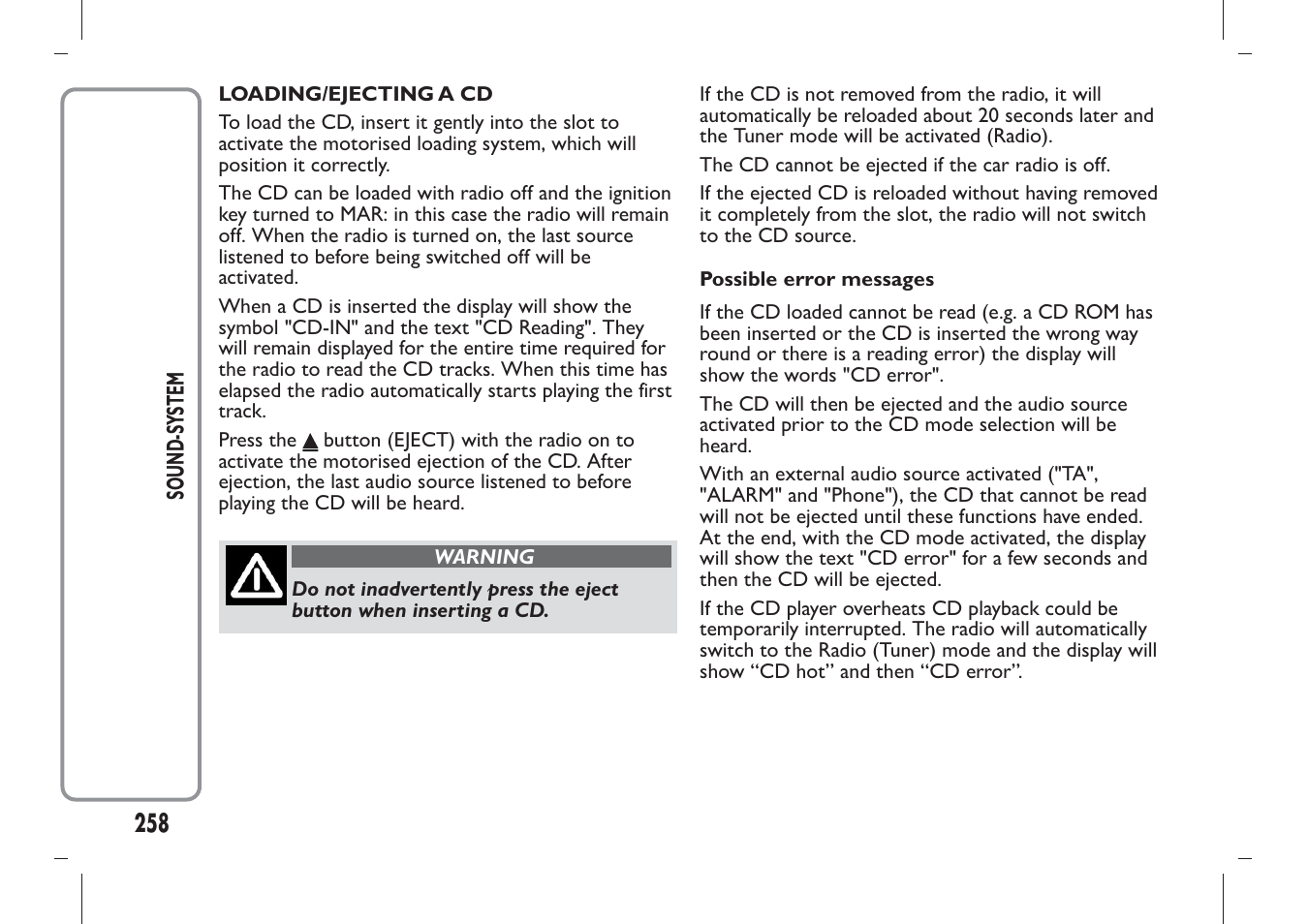 FIAT Panda User Manual | Page 262 / 284