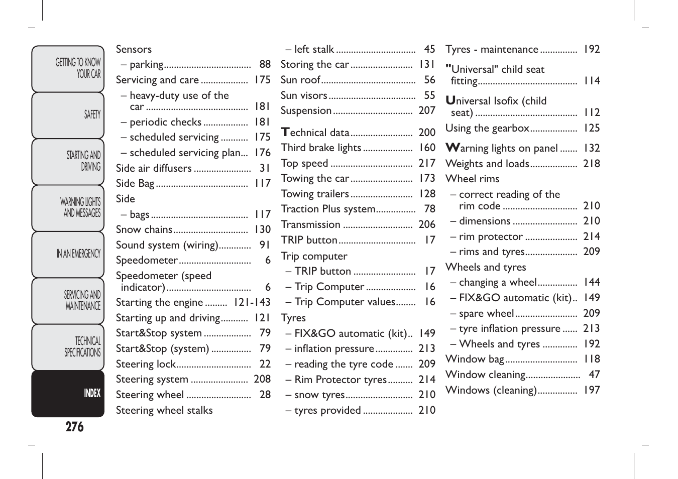 FIAT Panda User Manual | Page 280 / 284