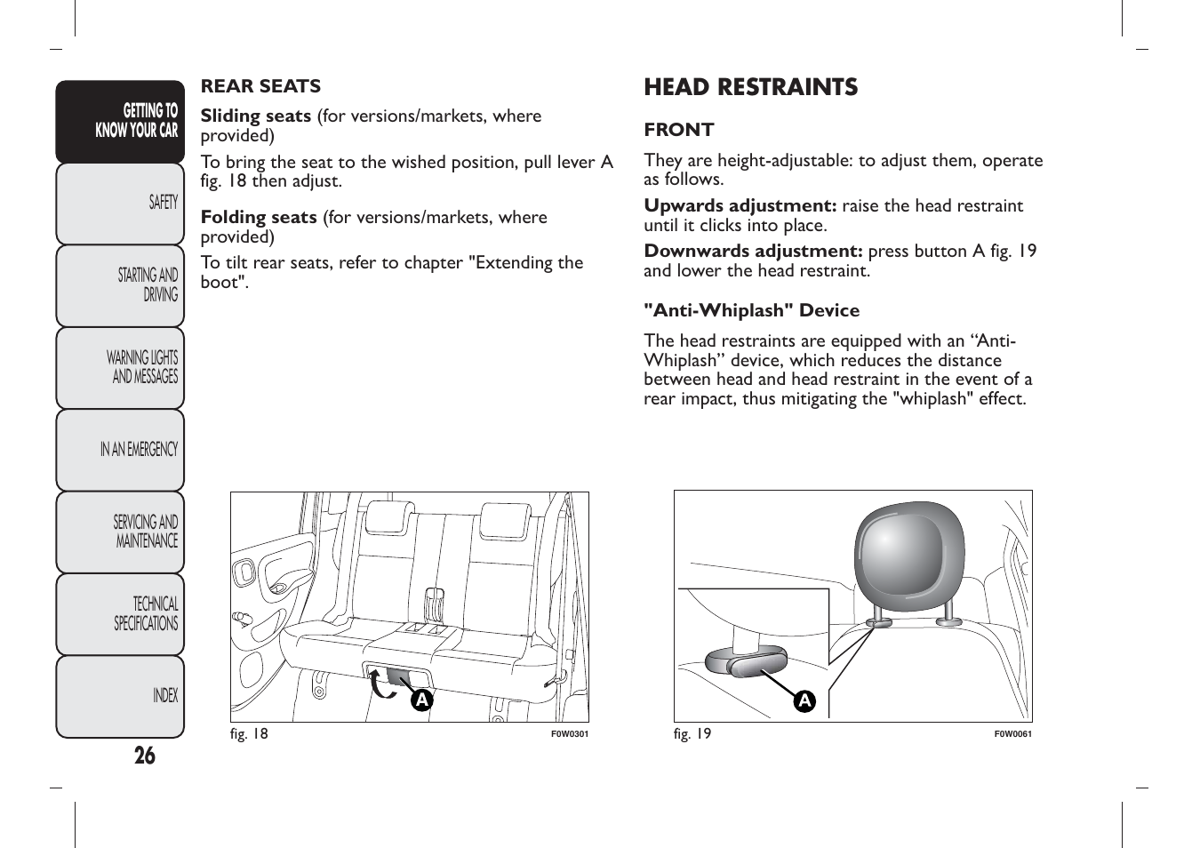 Head restraints | FIAT Panda User Manual | Page 30 / 284