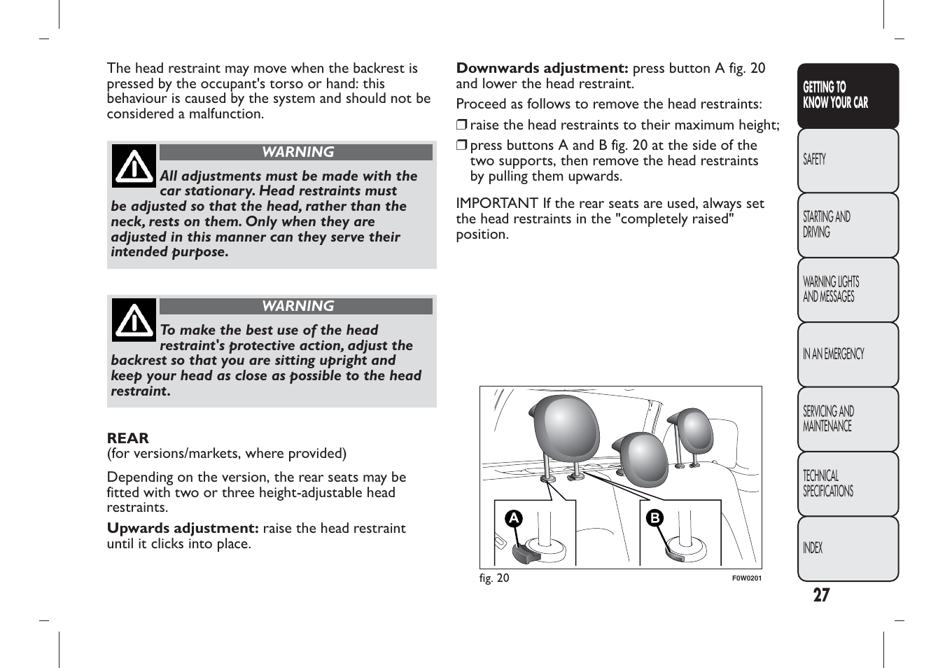 FIAT Panda User Manual | Page 31 / 284