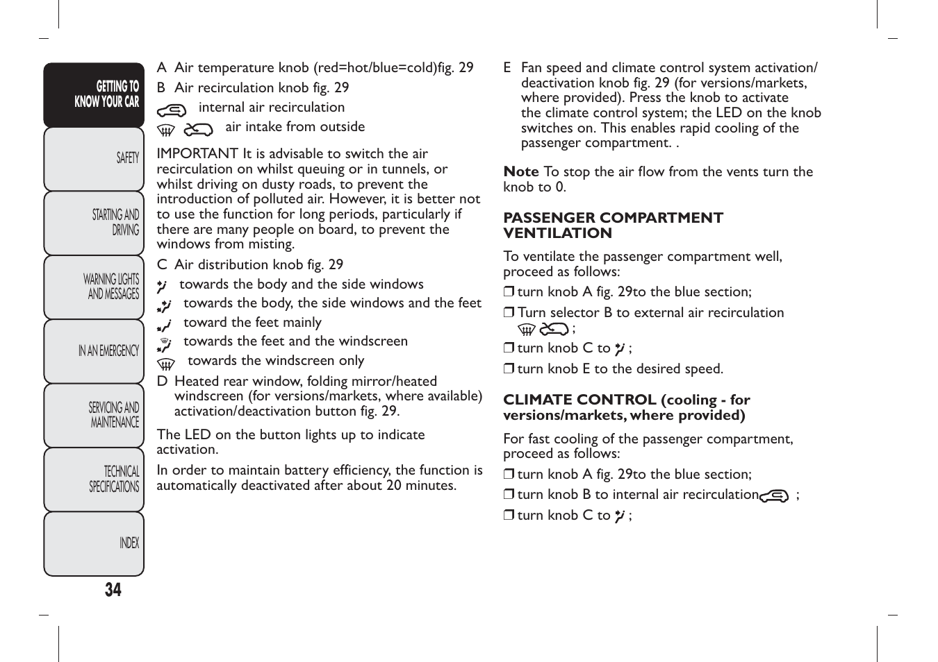 FIAT Panda User Manual | Page 38 / 284