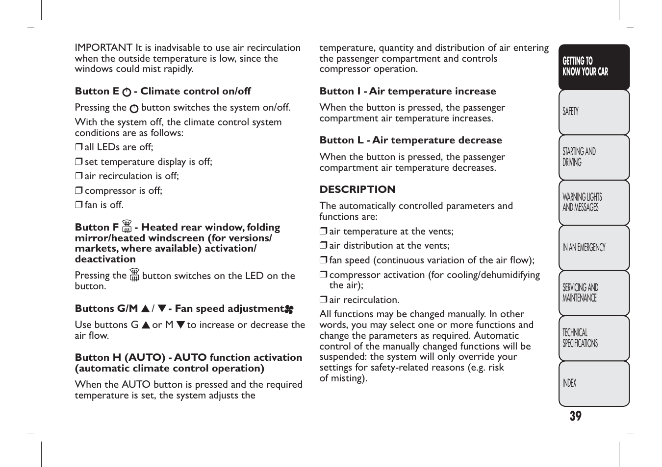 FIAT Panda User Manual | Page 43 / 284