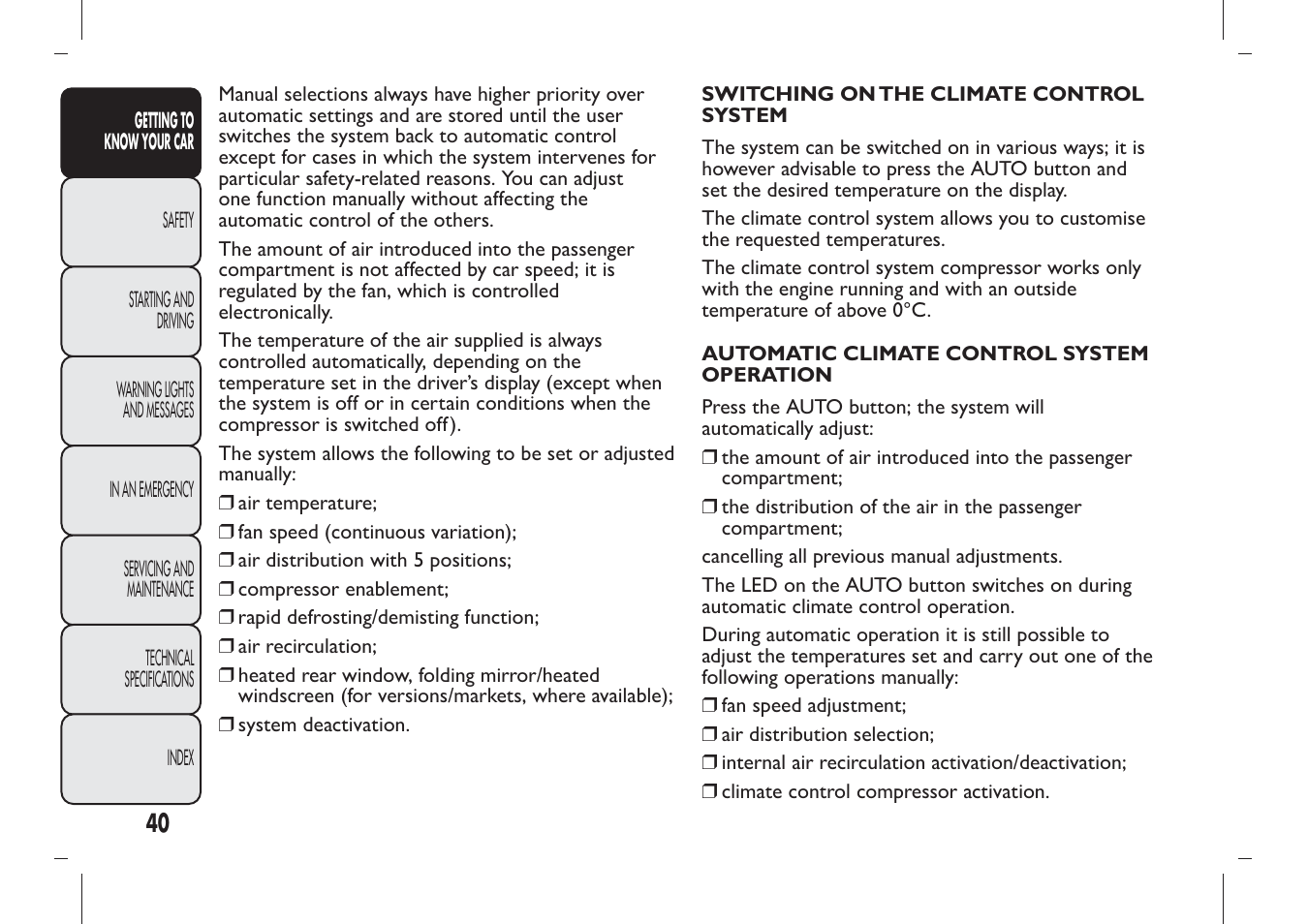 FIAT Panda User Manual | Page 44 / 284