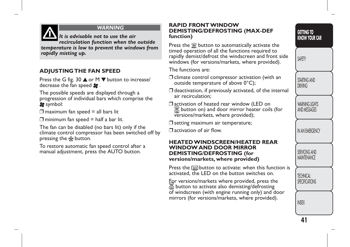 FIAT Panda User Manual | Page 45 / 284