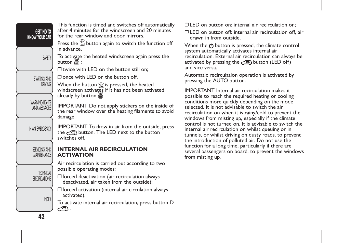 FIAT Panda User Manual | Page 46 / 284