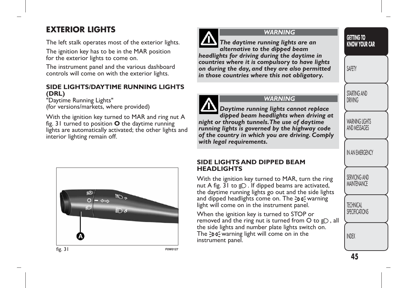 FIAT Panda User Manual | Page 49 / 284