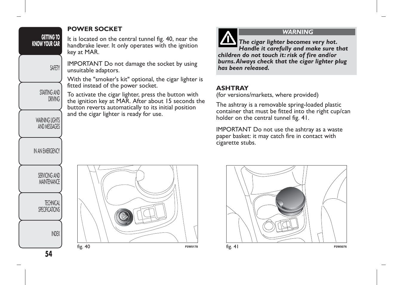 FIAT Panda User Manual | Page 58 / 284