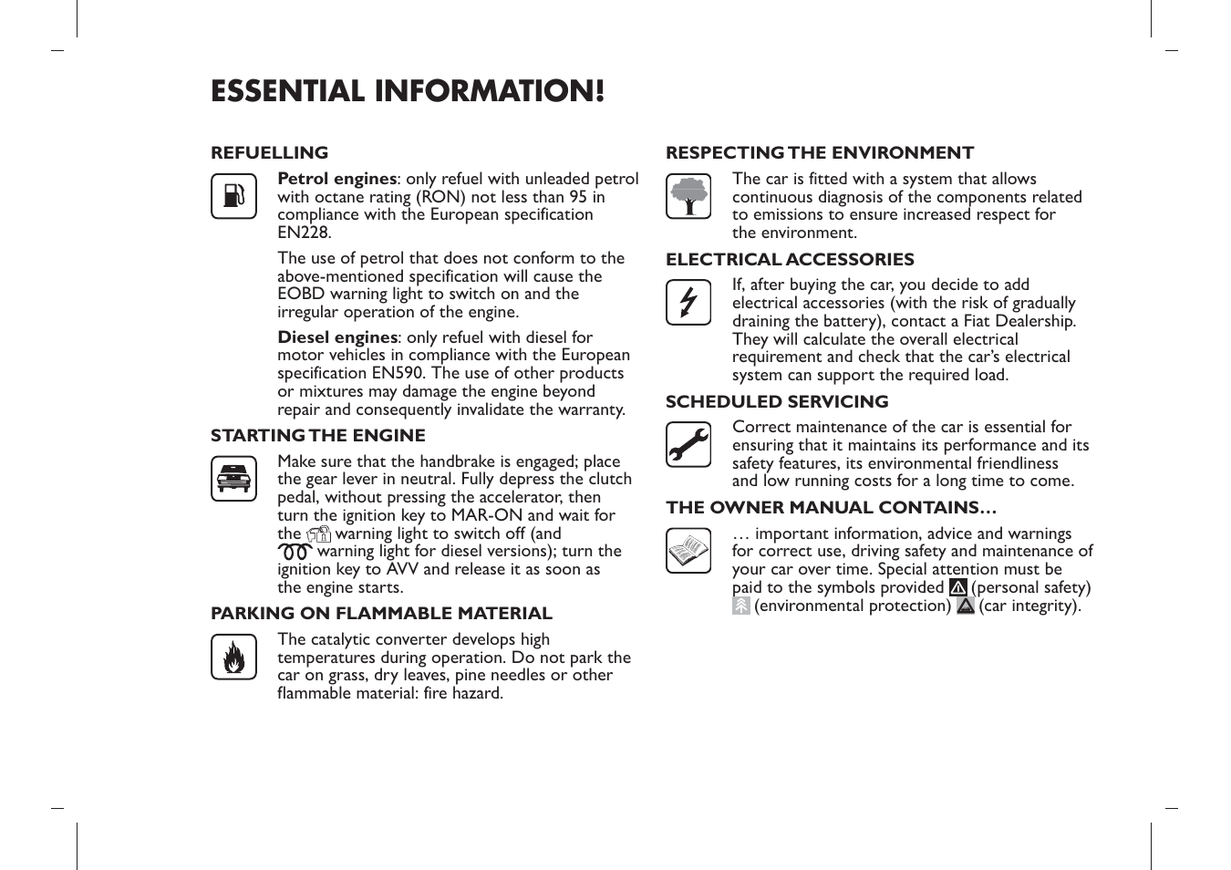 Essential information | FIAT Panda User Manual | Page 6 / 284