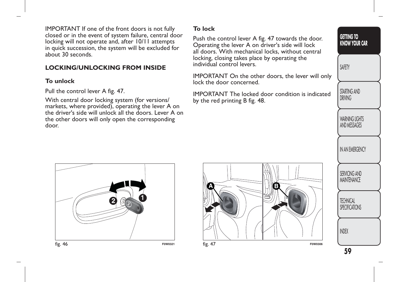 FIAT Panda User Manual | Page 63 / 284