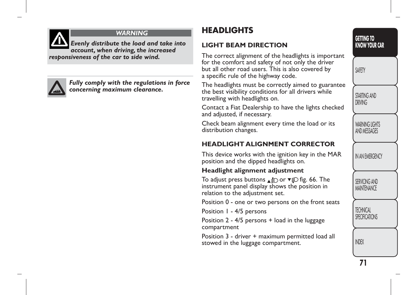 FIAT Panda User Manual | Page 75 / 284