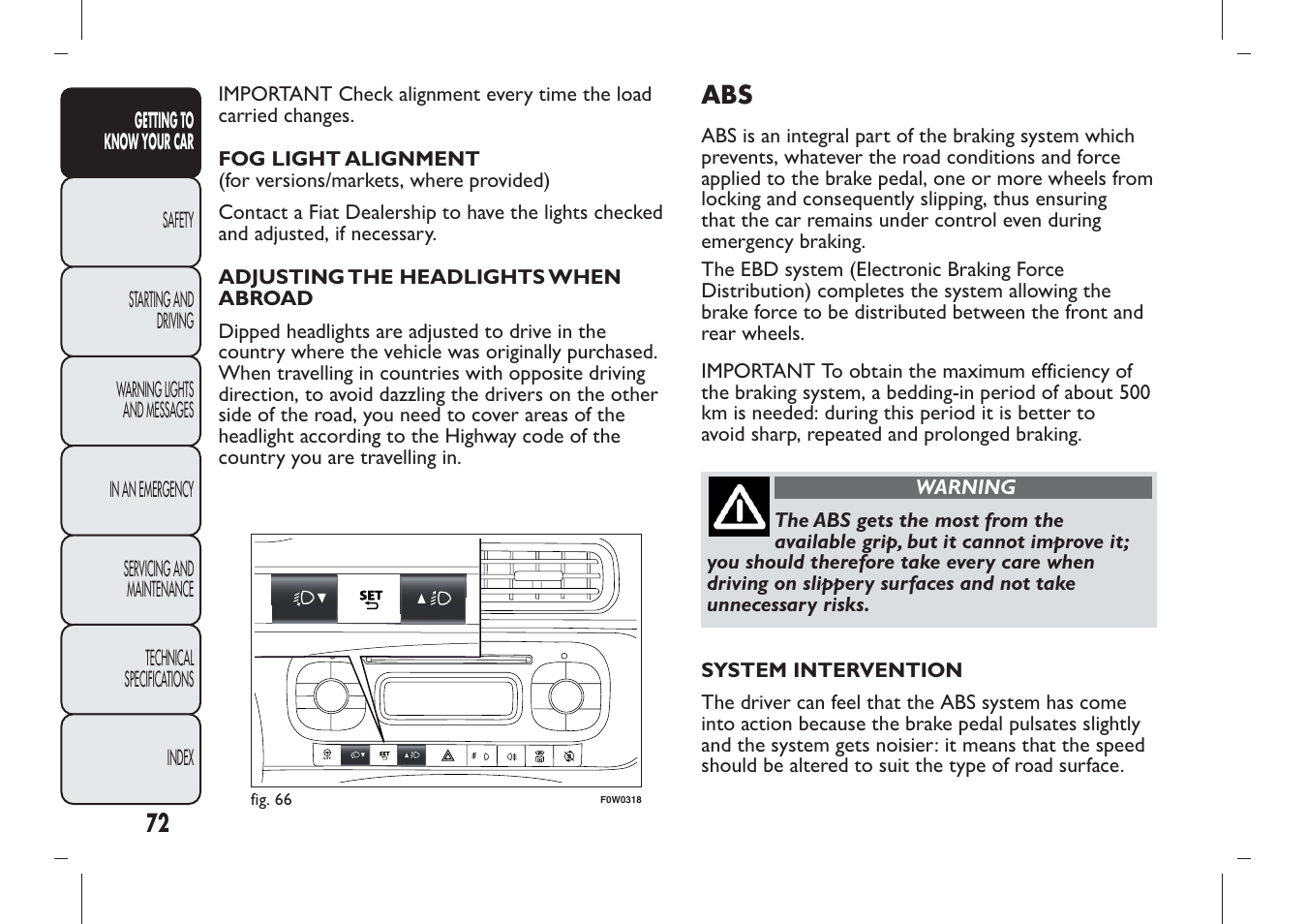 FIAT Panda User Manual | Page 76 / 284