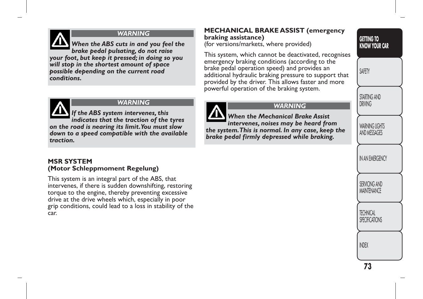 FIAT Panda User Manual | Page 77 / 284