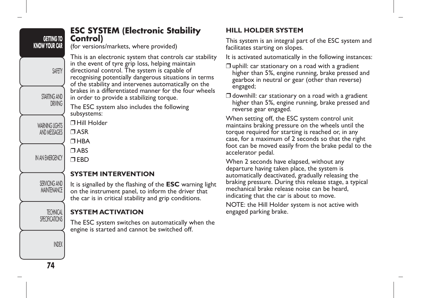 FIAT Panda User Manual | Page 78 / 284