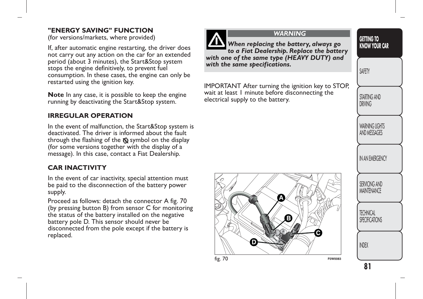 FIAT Panda User Manual | Page 85 / 284