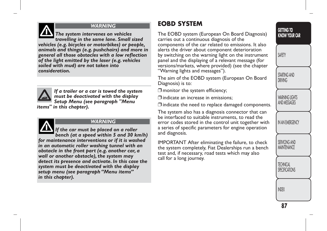 FIAT Panda User Manual | Page 91 / 284