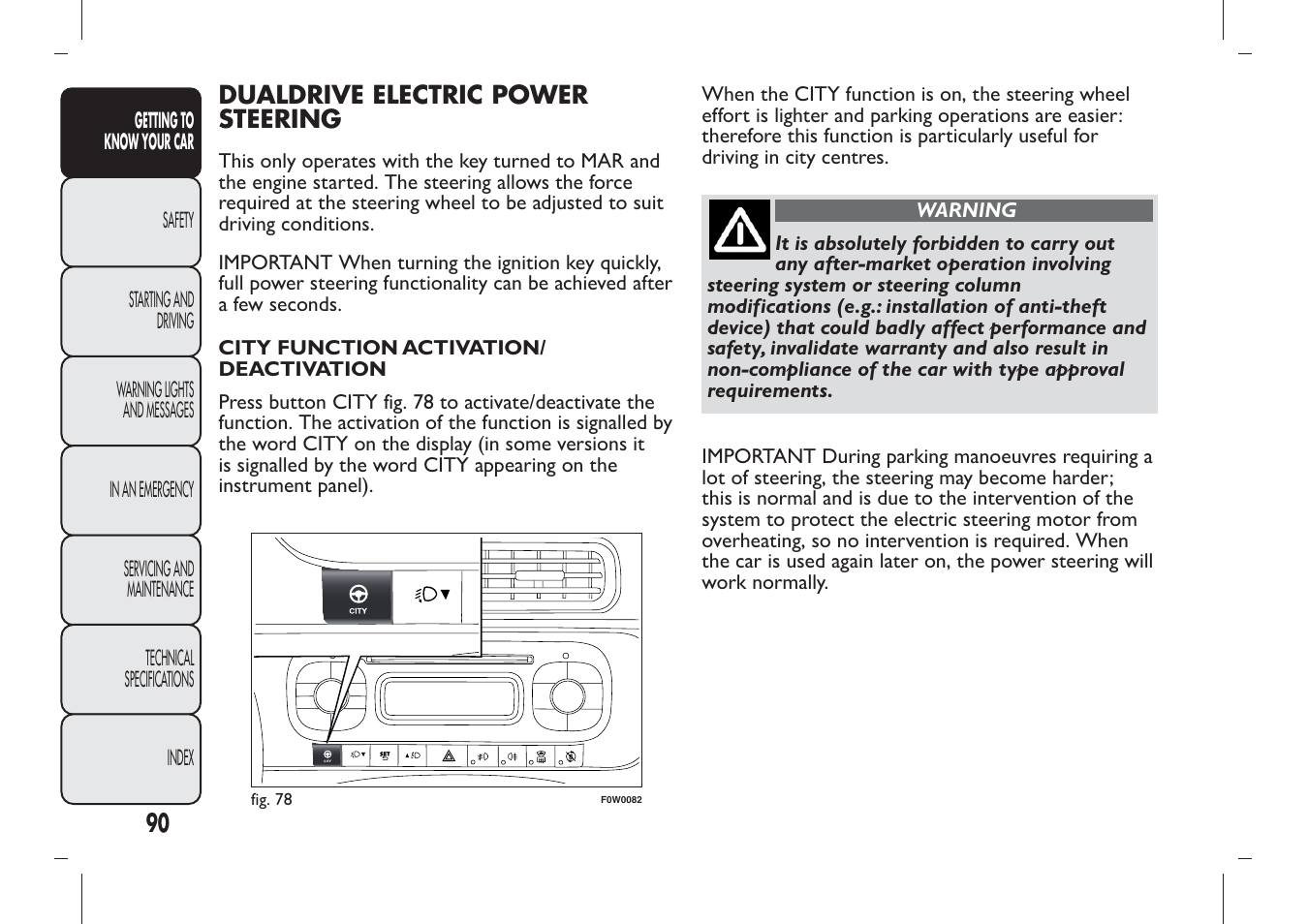 FIAT Panda User Manual | Page 94 / 284