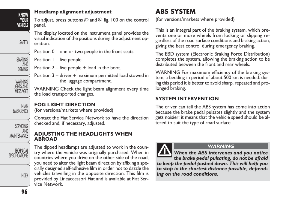 FIAT Nuovo Doblo' Panorama User Manual | Page 100 / 283