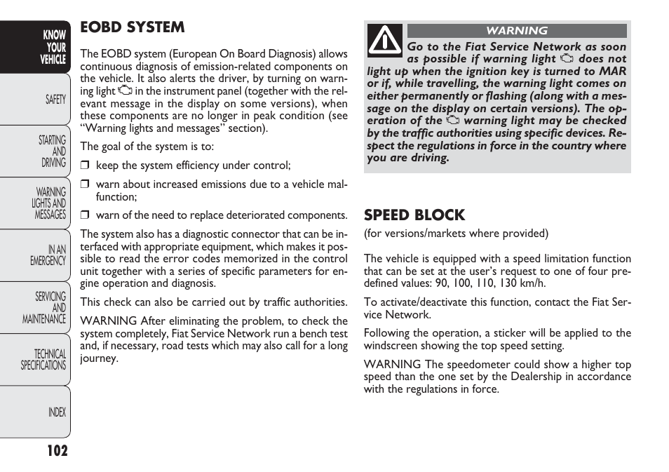 FIAT Nuovo Doblo' Panorama User Manual | Page 106 / 283