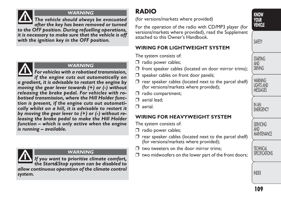 FIAT Nuovo Doblo' Panorama User Manual | Page 113 / 283