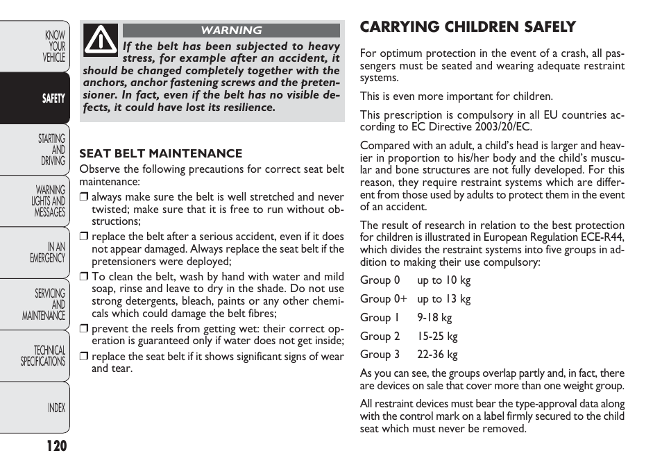 FIAT Nuovo Doblo' Panorama User Manual | Page 124 / 283