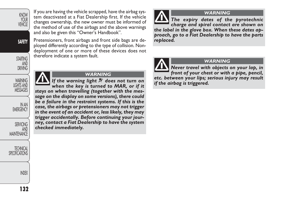 FIAT Nuovo Doblo' Panorama User Manual | Page 136 / 283