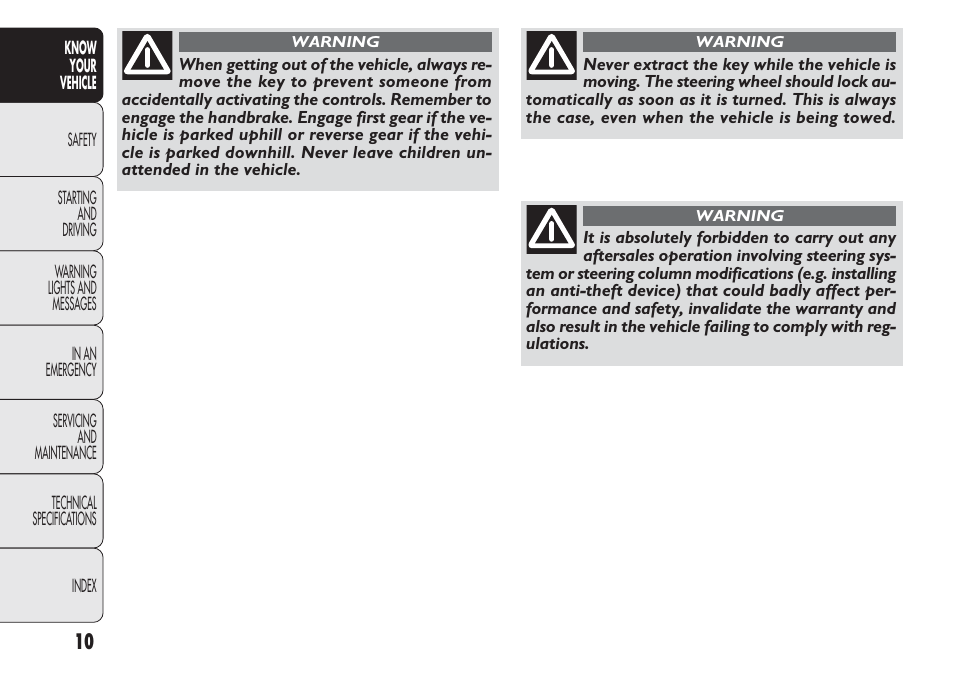 FIAT Nuovo Doblo' Panorama User Manual | Page 14 / 283