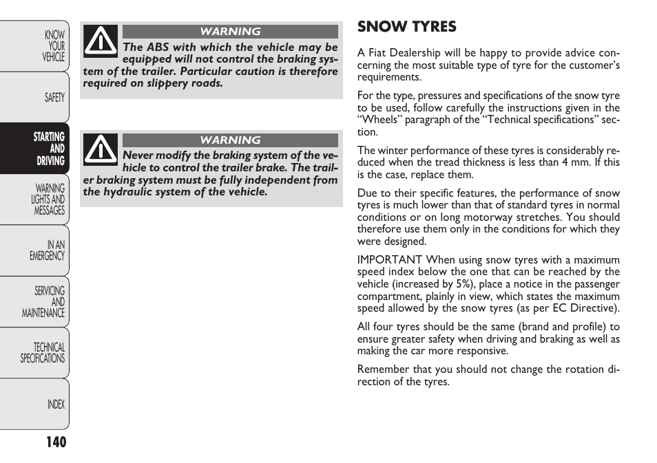 FIAT Nuovo Doblo' Panorama User Manual | Page 144 / 283