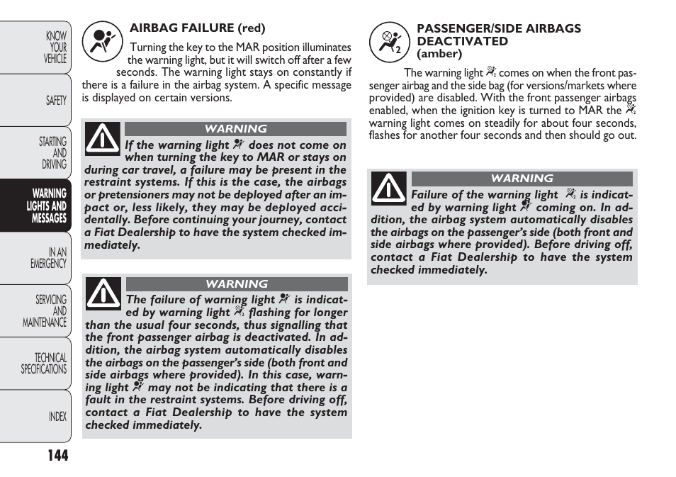 FIAT Nuovo Doblo' Panorama User Manual | Page 148 / 283