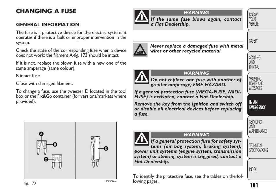 FIAT Nuovo Doblo' Panorama User Manual | Page 185 / 283