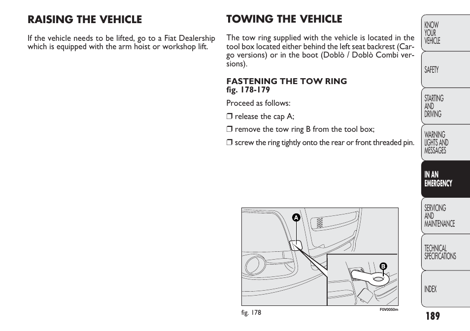 FIAT Nuovo Doblo' Panorama User Manual | Page 193 / 283