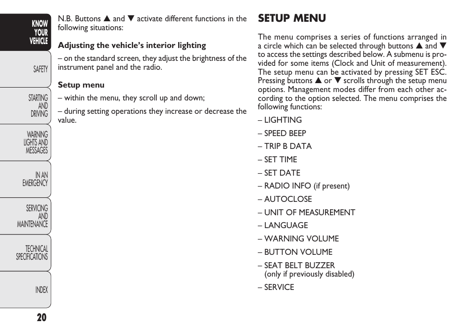 FIAT Nuovo Doblo' Panorama User Manual | Page 24 / 283