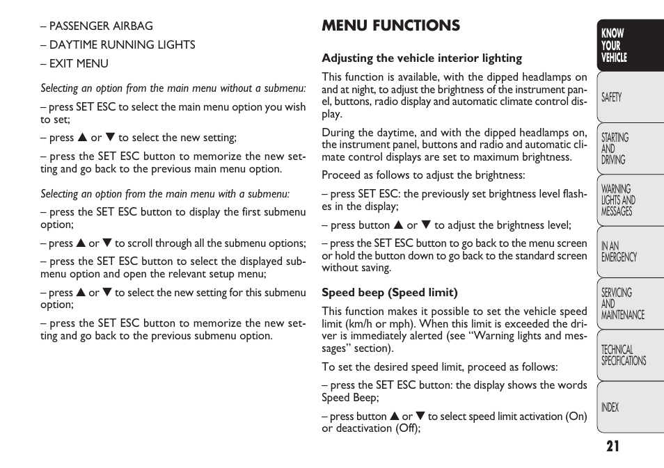 FIAT Nuovo Doblo' Panorama User Manual | Page 25 / 283