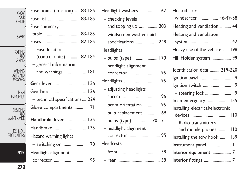 FIAT Nuovo Doblo' Panorama User Manual | Page 276 / 283