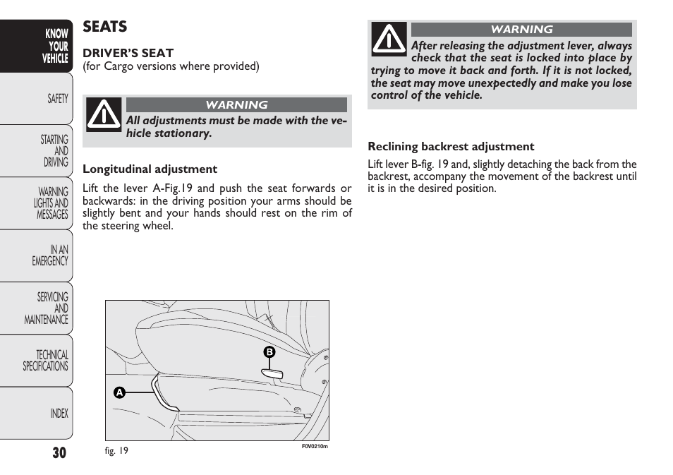 FIAT Nuovo Doblo' Panorama User Manual | Page 34 / 283