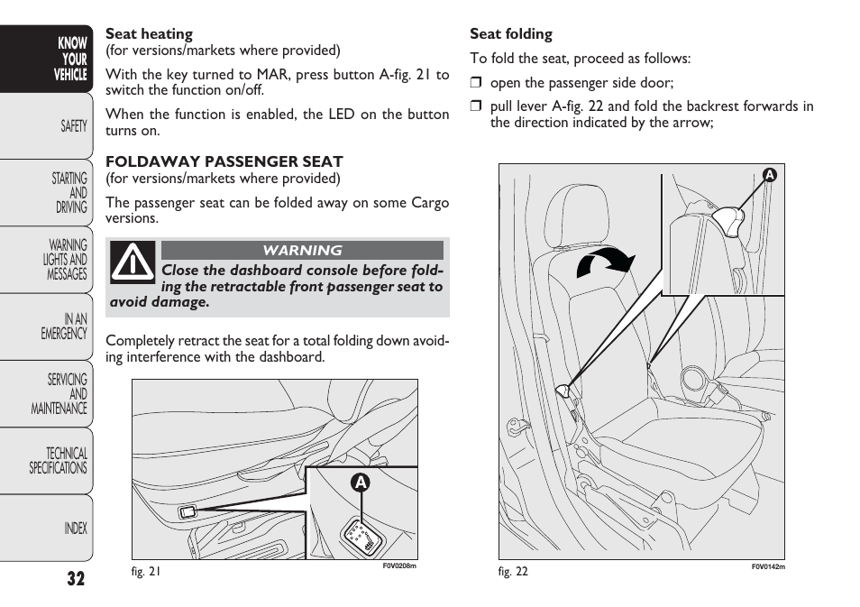 FIAT Nuovo Doblo' Panorama User Manual | Page 36 / 283